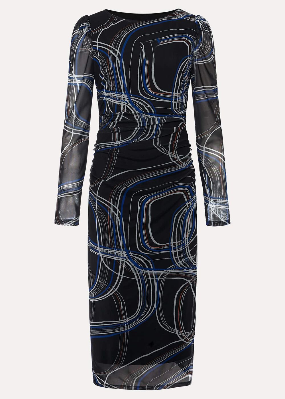 Gizelle Swirl Long Sleeved Dress - Cobalt/Black