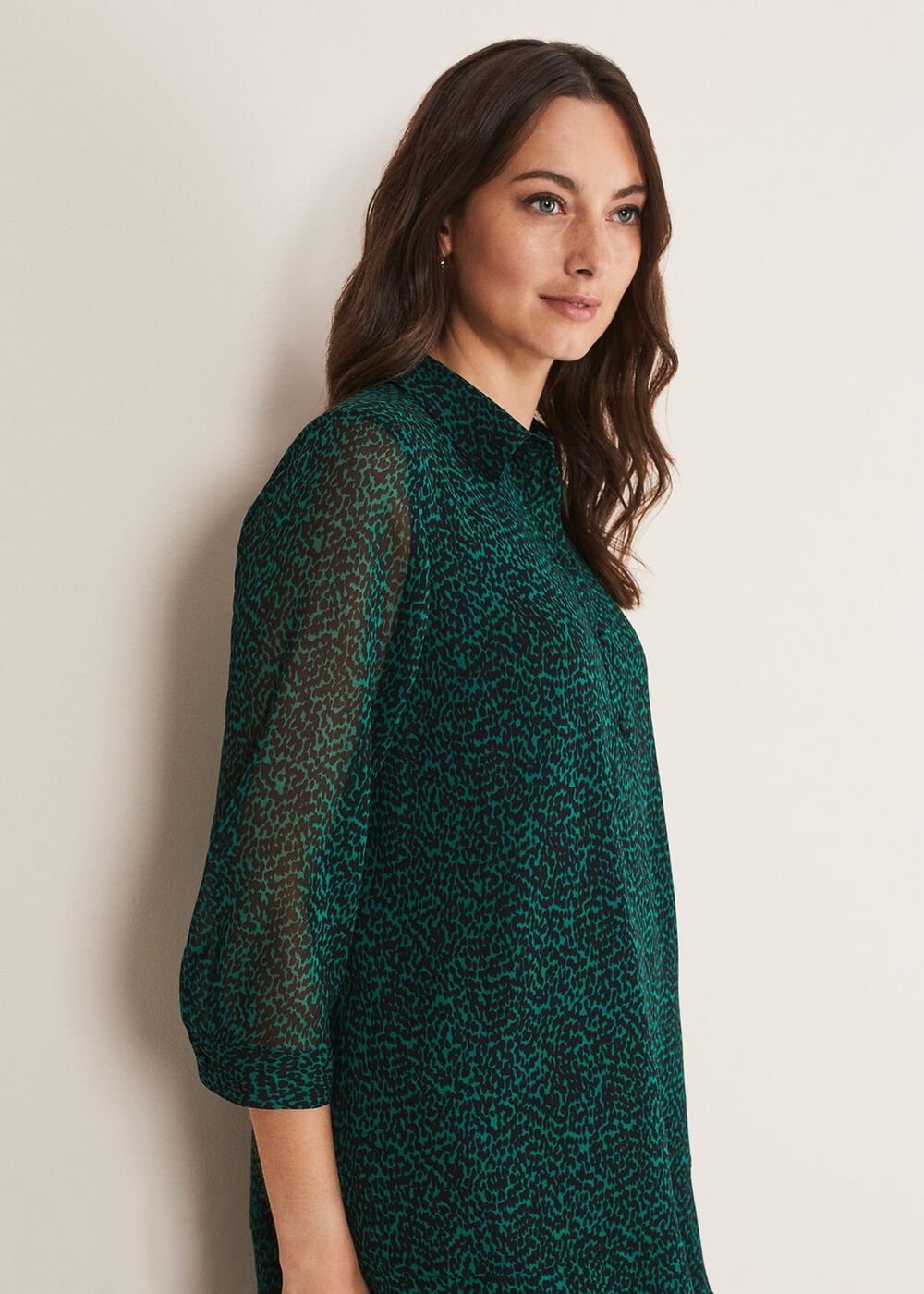 Penelope Chiffon Tiered Mini Dress - Green/Black