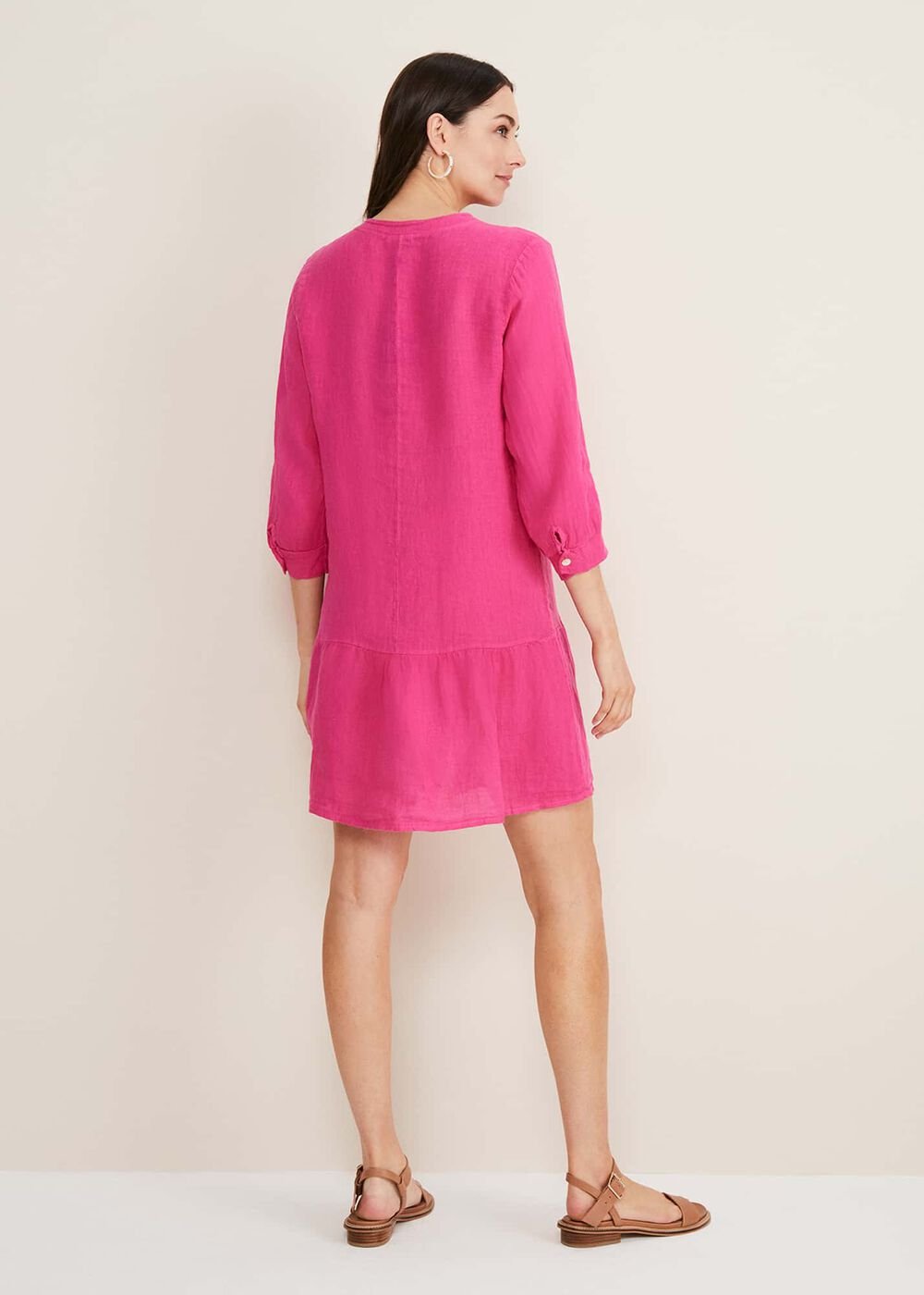 Penele Linen Swing Dress - Magenta