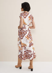Estelle Paisley Tie Waist Dress - Ivory Multi