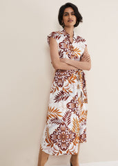 Estelle Paisley Tie Waist Dress - Ivory Multi