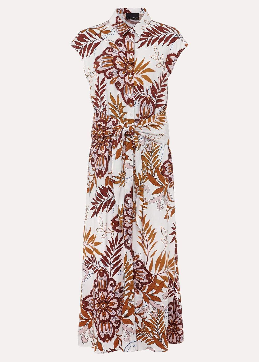 Estelle Paisley Tie Waist Dress - Ivory Multi