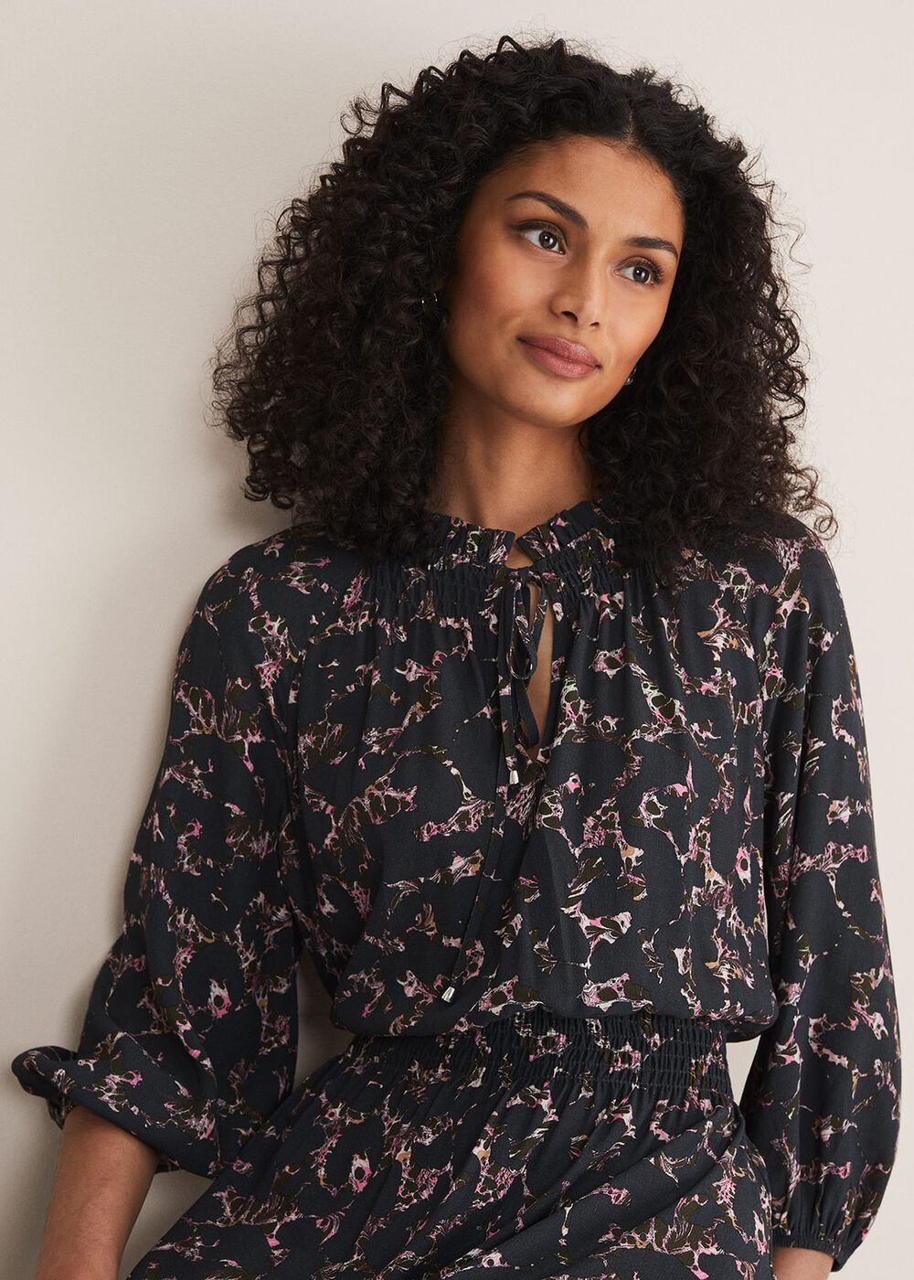 Phillipa Marble Print Midaxi Dress - Carbon/Multi