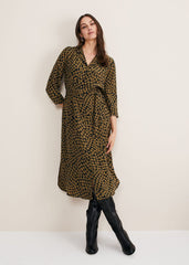 Kesia Hearts Swing Dress - Khaki/Black