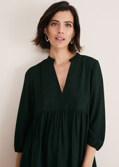 Jayde Tiered Midaxi Dress - Dark Green