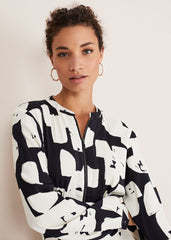 Black & White Abstract Maxi Dress - Ivory/Black