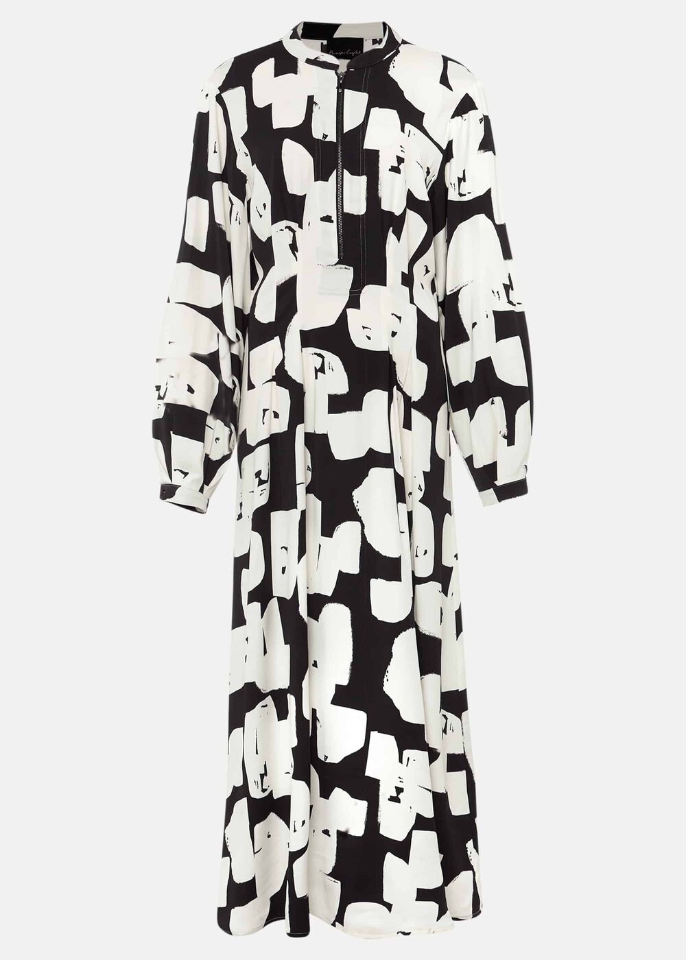 Black & White Abstract Maxi Dress - Ivory/Black