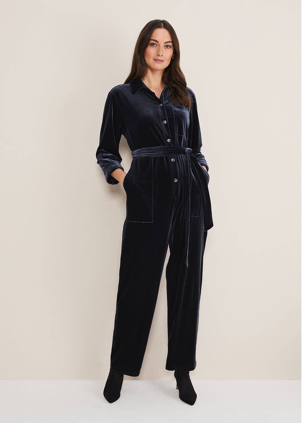Nala Velvet Jumpsuit - Charcoal