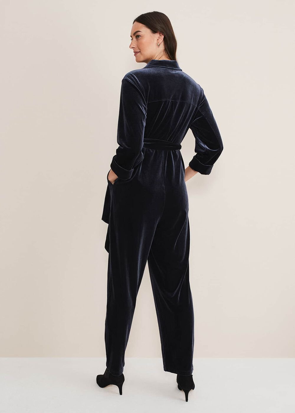 Nala Velvet Jumpsuit - Charcoal