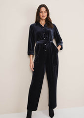 Nala Velvet Jumpsuit - Charcoal