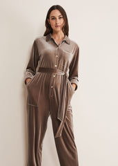 Nala Velvet Jumpsuit - Mushroom
