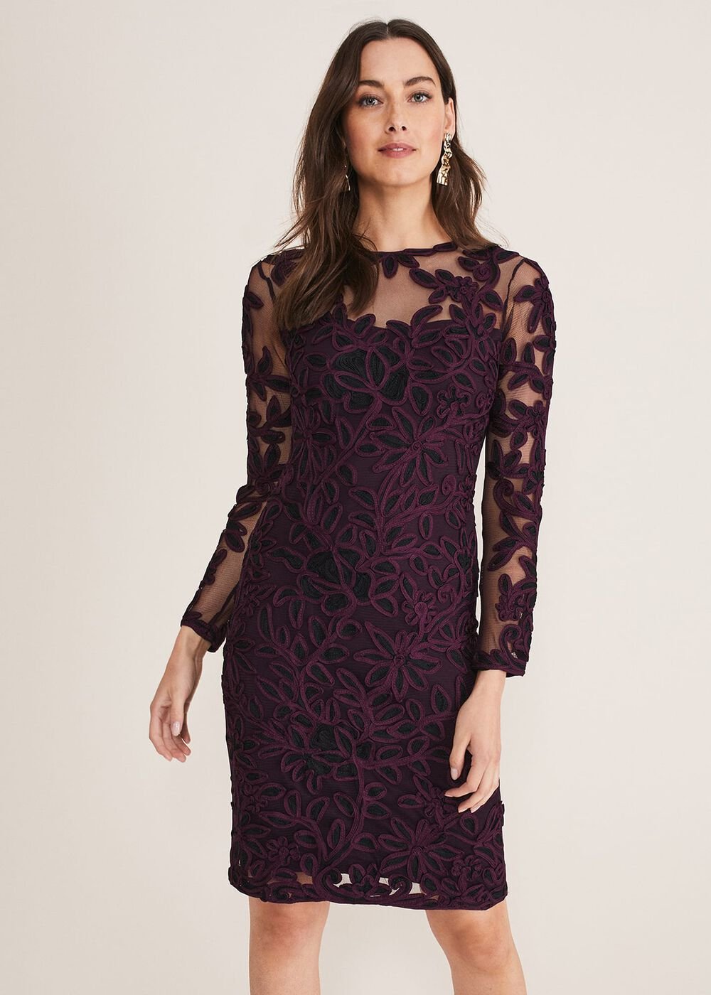 Madison Tapework Dress - Black/Plum