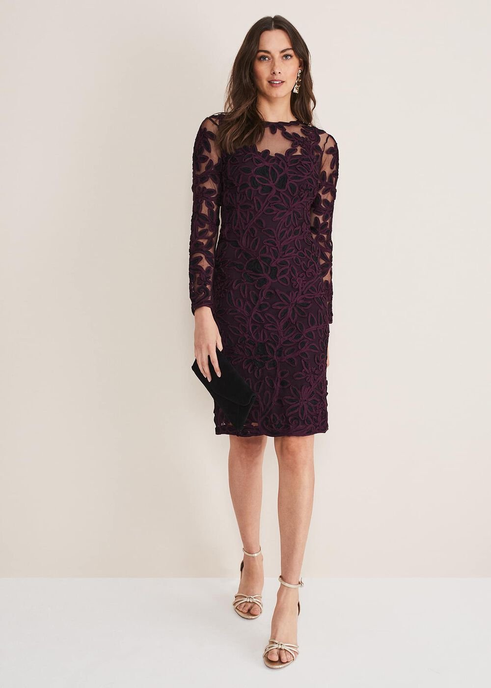 Madison Tapework Dress - Black/Plum