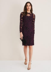 Madison Tapework Dress - Black/Plum
