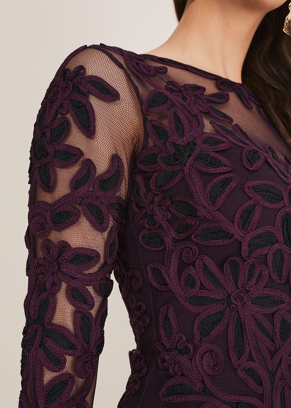 Madison Tapework Dress - Black/Plum