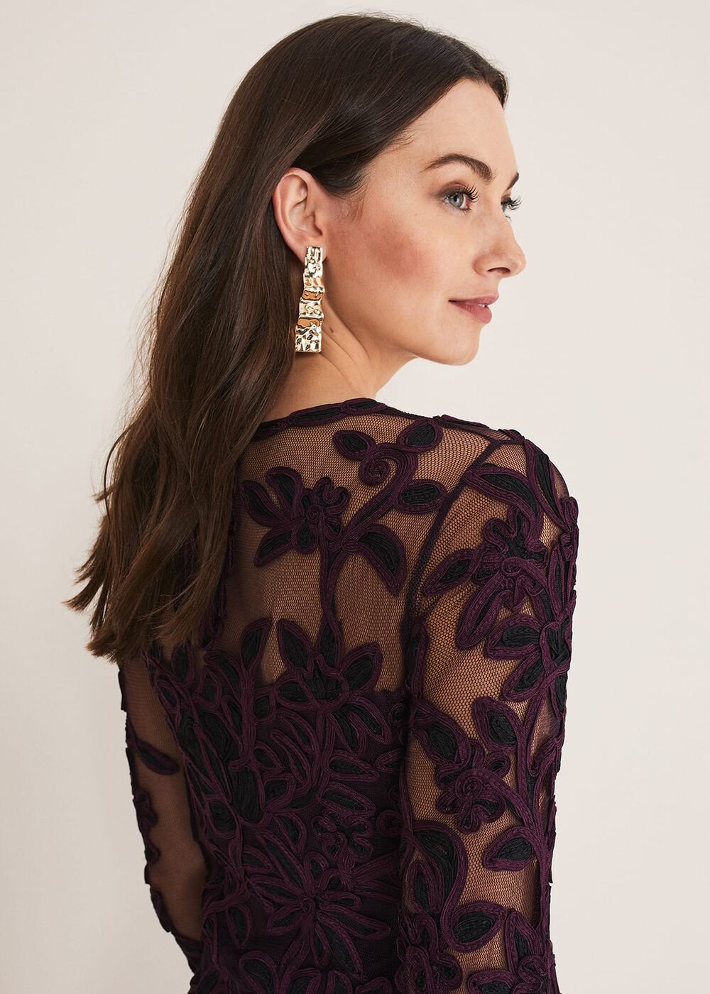 Madison Tapework Dress - Black/Plum