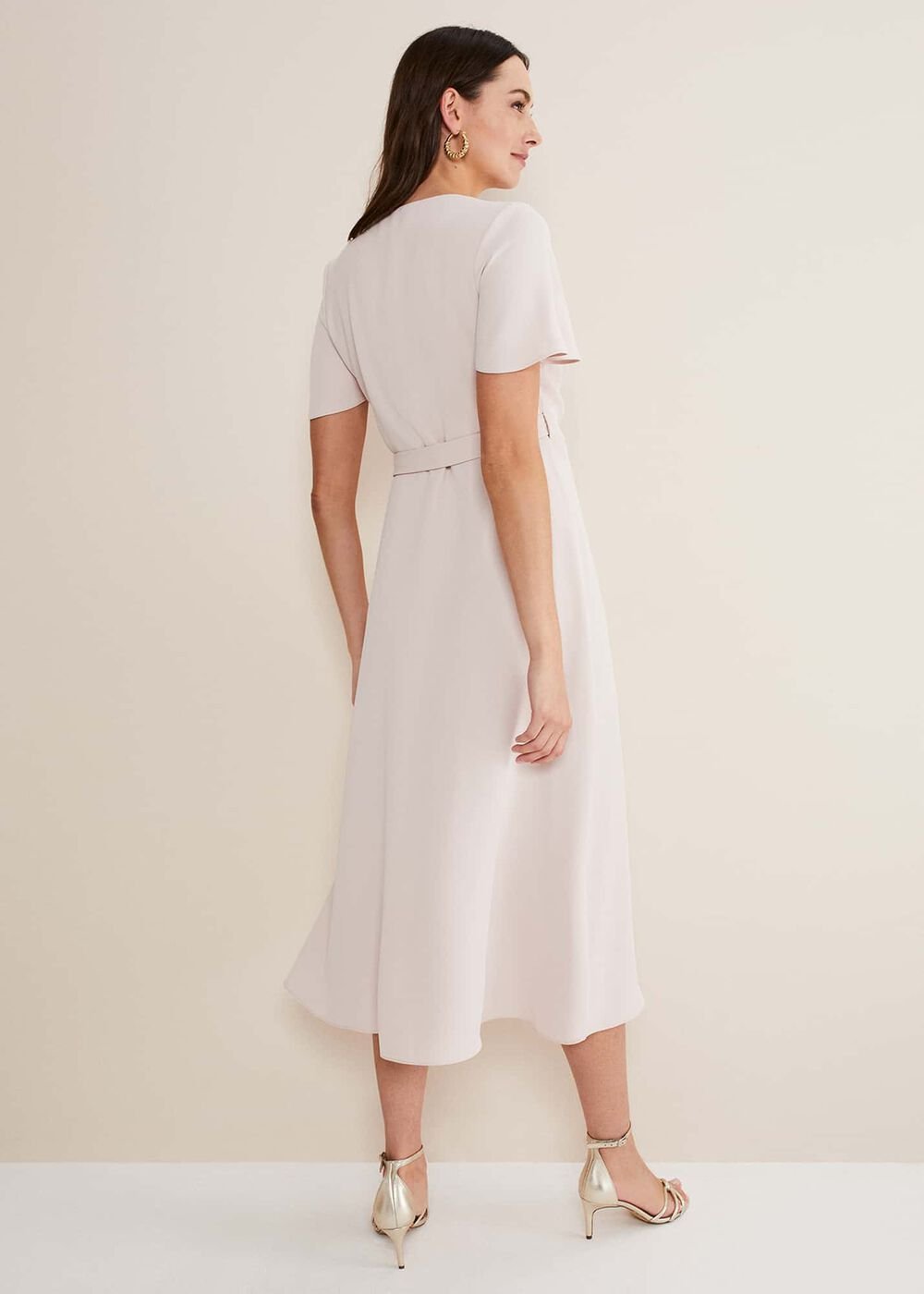 Julissa Ruffle Wrap Midi Dress - Cameo