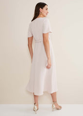 Julissa Ruffle Wrap Midi Dress - Cameo