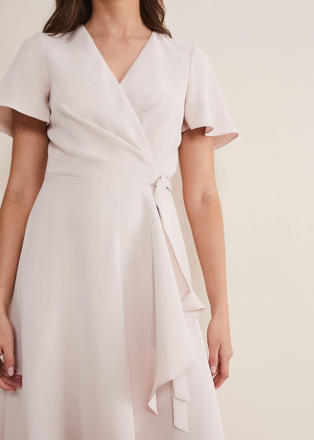 Julissa Ruffle Wrap Midi Dress - Cameo