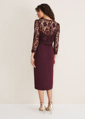 Adeline Double Layer Lace Dress - Dark Plum