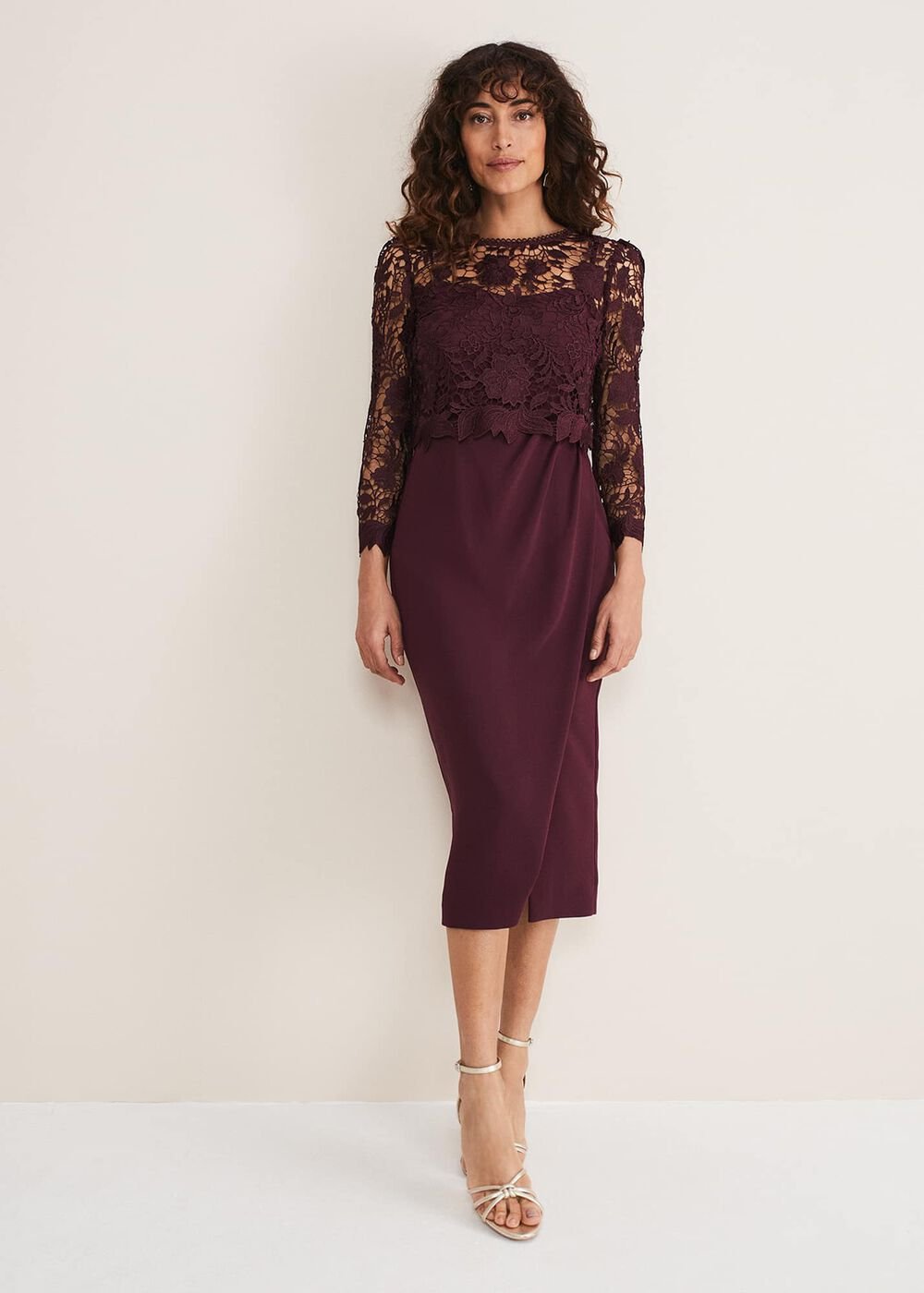 Adeline Double Layer Lace Dress - Dark Plum