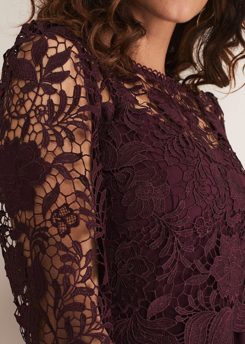 Adeline Double Layer Lace Dress - Dark Plum
