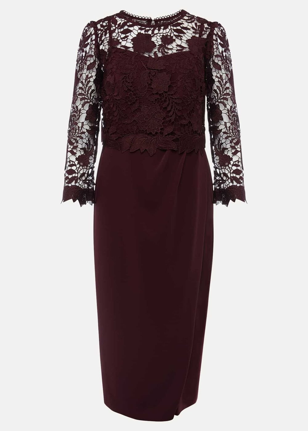 Adeline Double Layer Lace Dress - Dark Plum