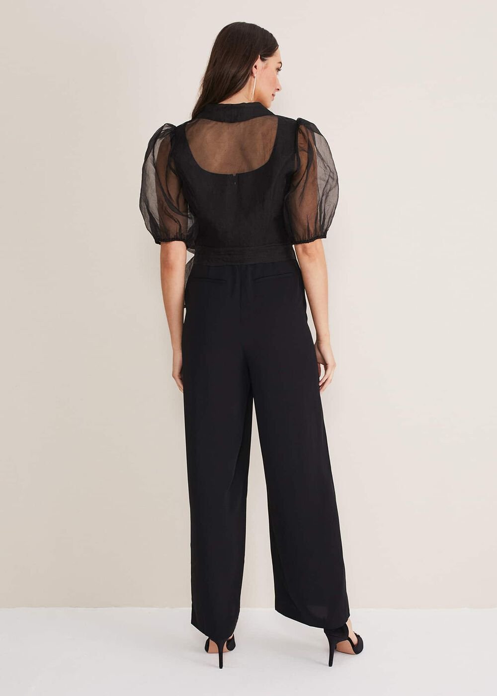 Brontie Puff Sleeve Wide Leg Jumpsuit - Black