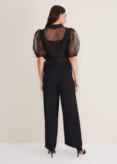 Brontie Puff Sleeve Wide Leg Jumpsuit - Black
