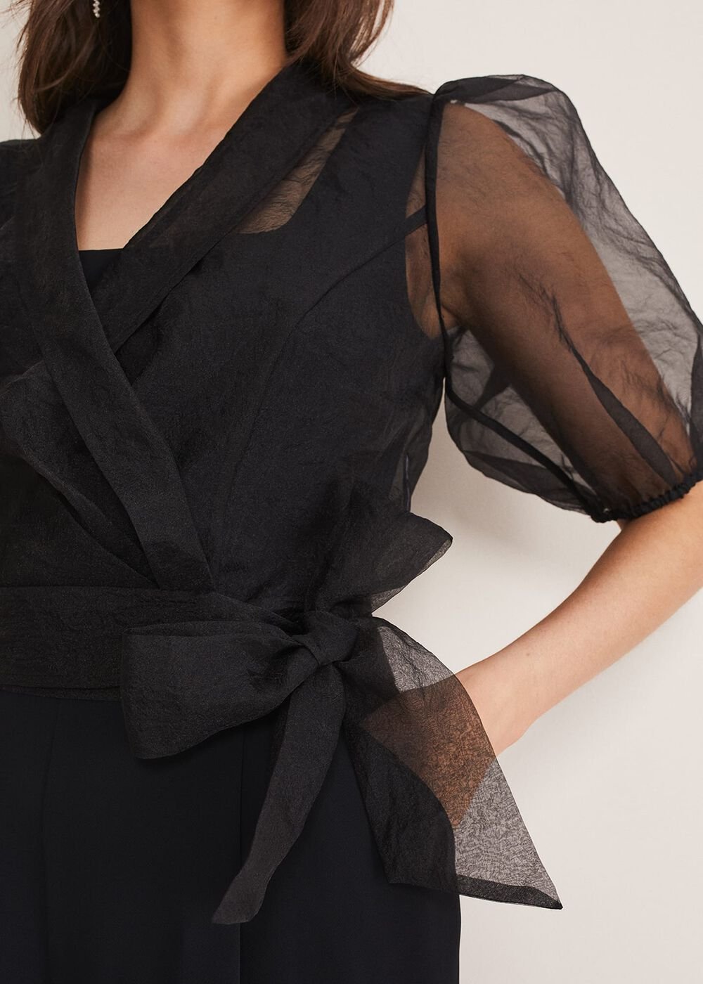 Brontie Puff Sleeve Wide Leg Jumpsuit - Black