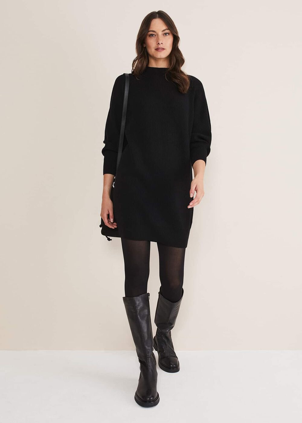 Eliana Knitted Jumper Dress - Black