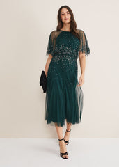 Lumi Short Tulle Beaded Dress - Grey/Yellow