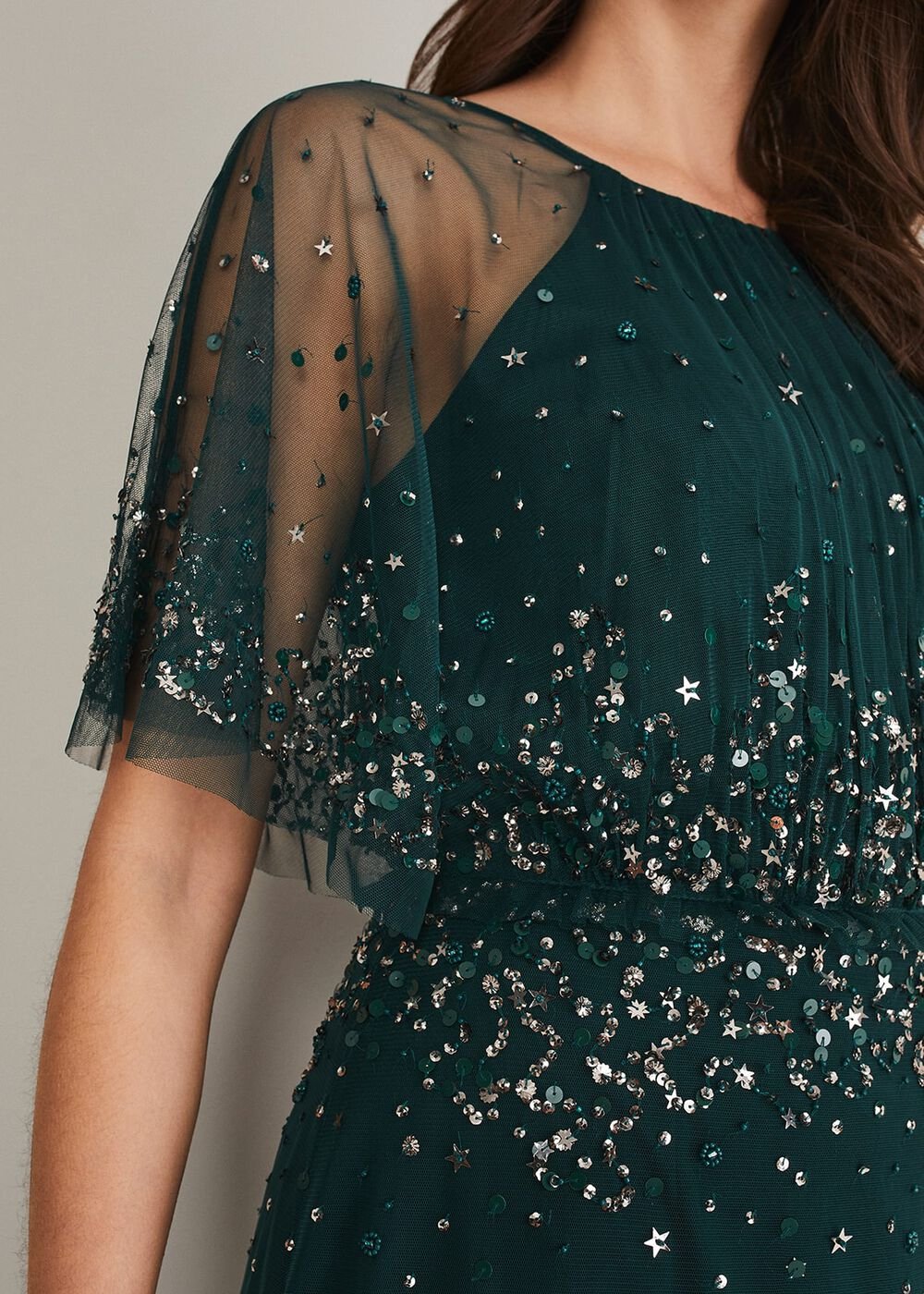 Lumi Short Tulle Beaded Dress - Grey/Yellow