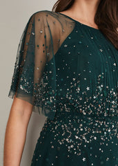 Lumi Short Tulle Beaded Dress - Grey/Yellow
