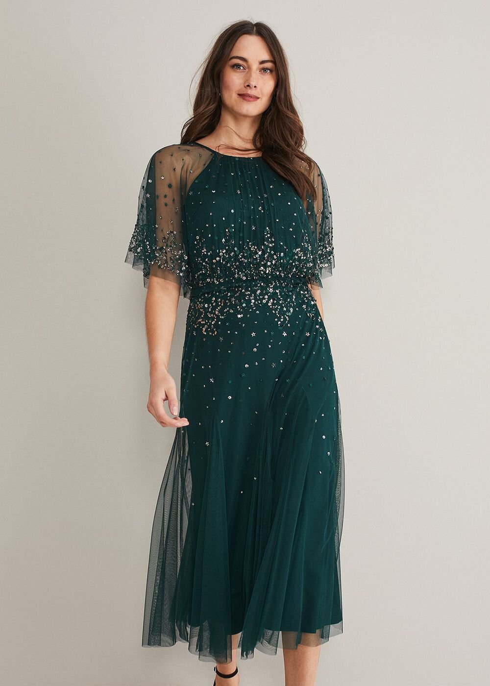 Lumi Short Tulle Beaded Dress - Grey/Yellow