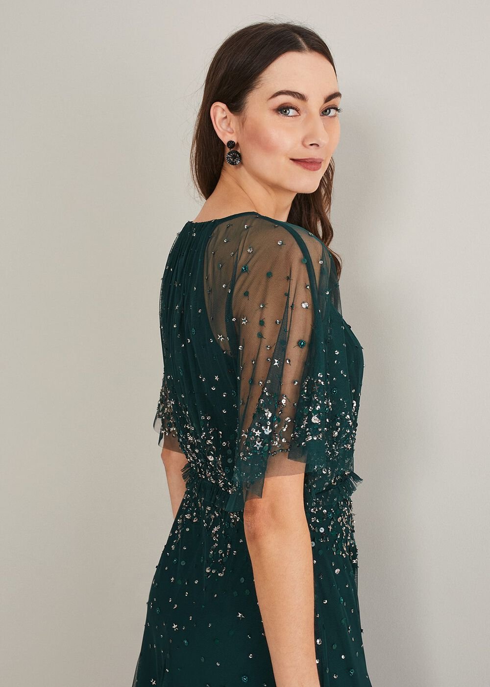 Lumi Short Tulle Beaded Dress - Grey/Yellow