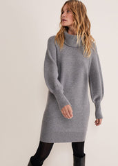 Dahlie Chunky Knit Tunic Mini Dress - Mid Grey
