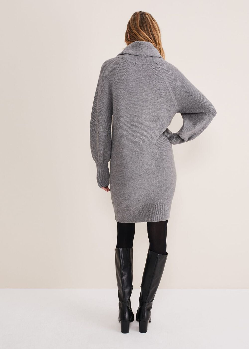 Dahlie Chunky Knit Tunic Mini Dress - Mid Grey