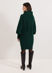 Dahlie Chunky Knit Tunic Mini Dress - Green
