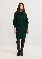 Dahlie Chunky Knit Tunic Mini Dress - Green