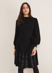 Marley Metal Work Detail Knit Dress - Black