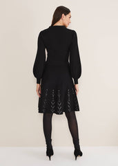 Marley Metal Work Detail Knit Dress - Black