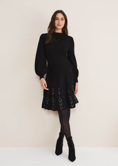 Marley Metal Work Detail Knit Dress - Black