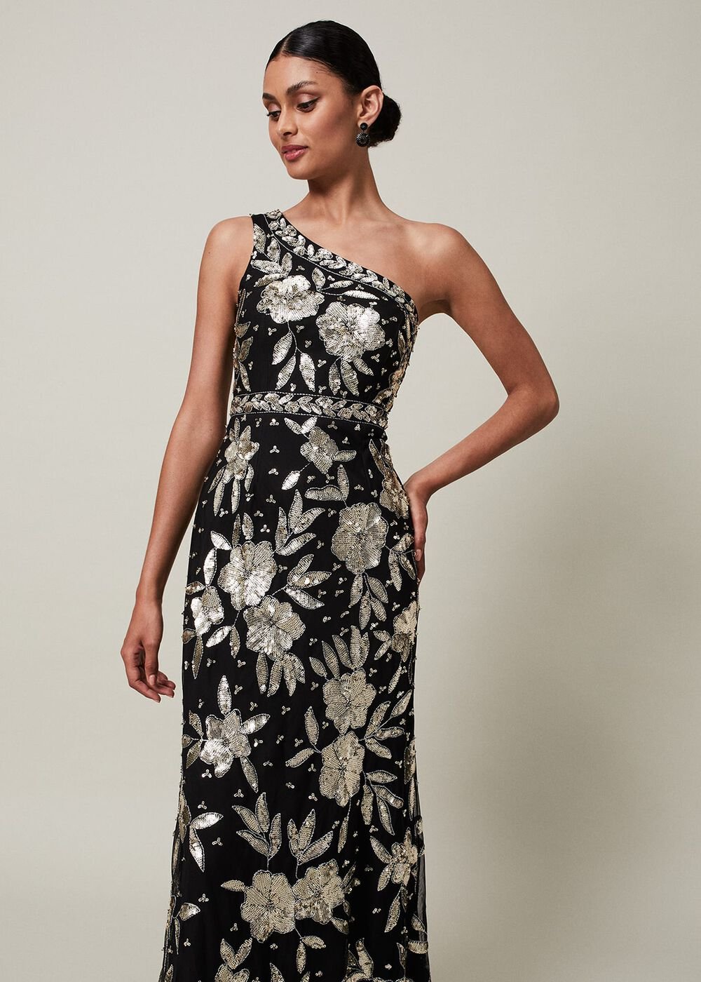 Serafina Embellished Maxi Dress - Black/Gold