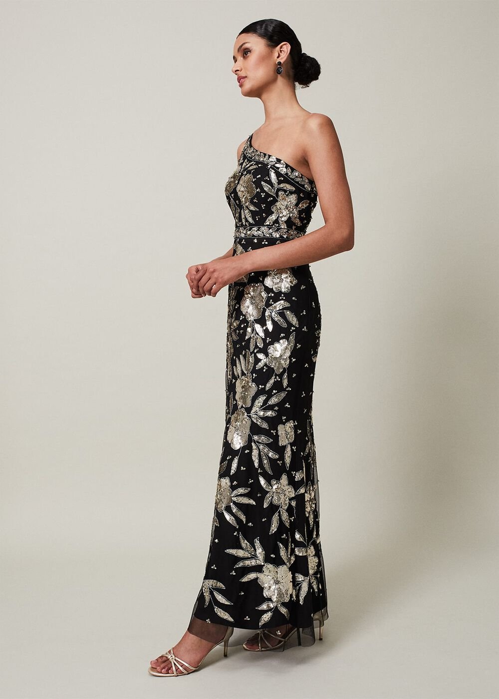 Serafina Embellished Maxi Dress - Black/Gold