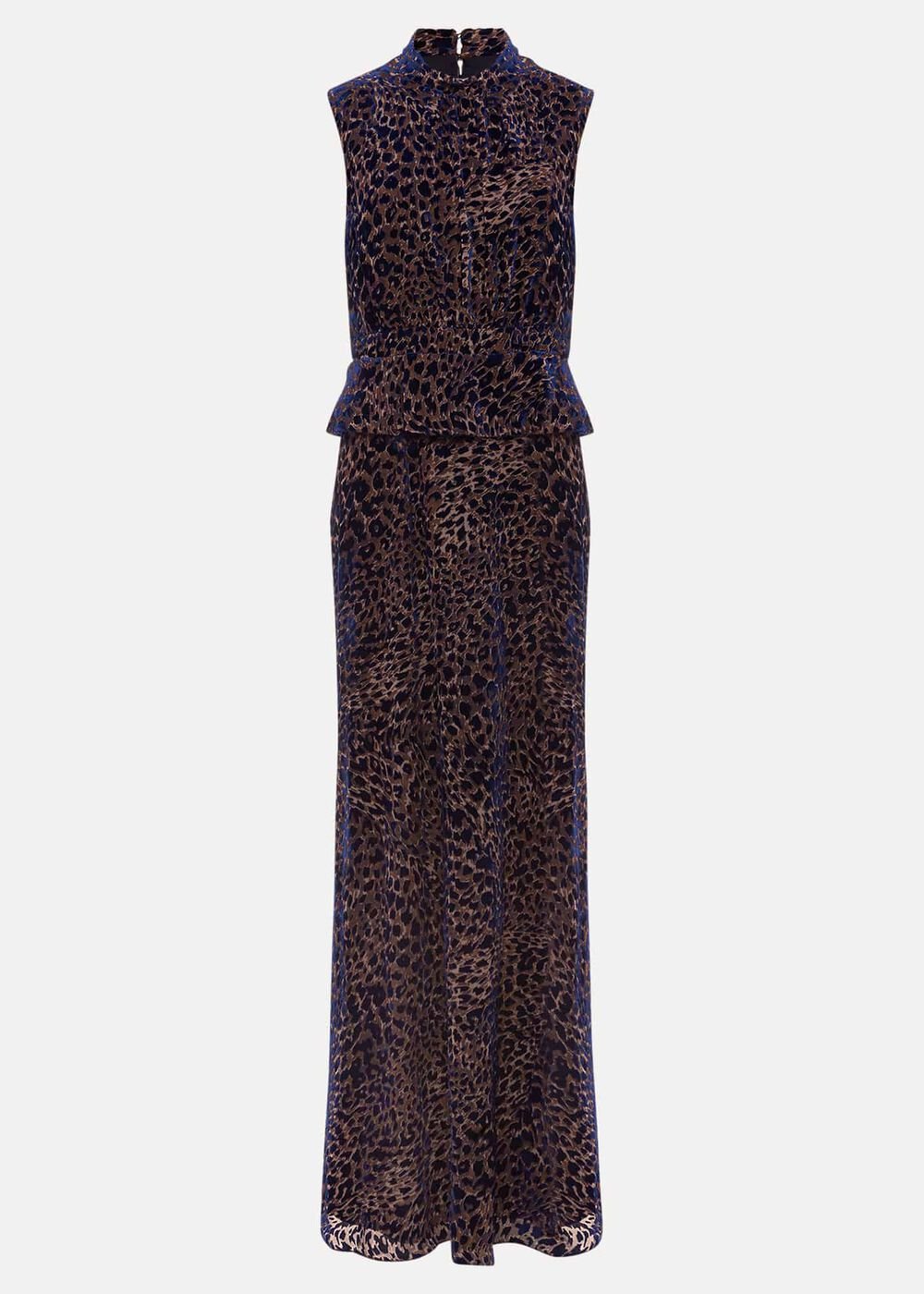 Catalina Leopard Velvet Maxi Dress - Multi-Coloured
