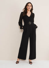 Carly Lace Long Sleeve Jumpsuit - Black