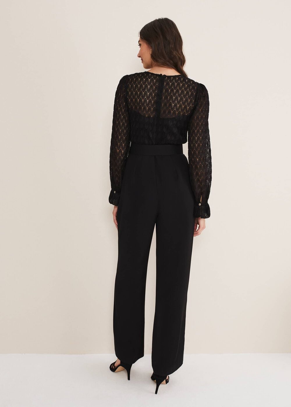 Carly Lace Long Sleeve Jumpsuit - Black