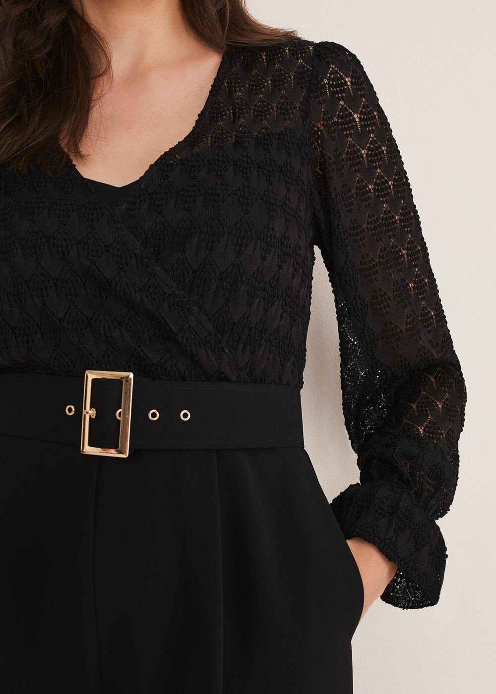 Carly Lace Long Sleeve Jumpsuit - Black