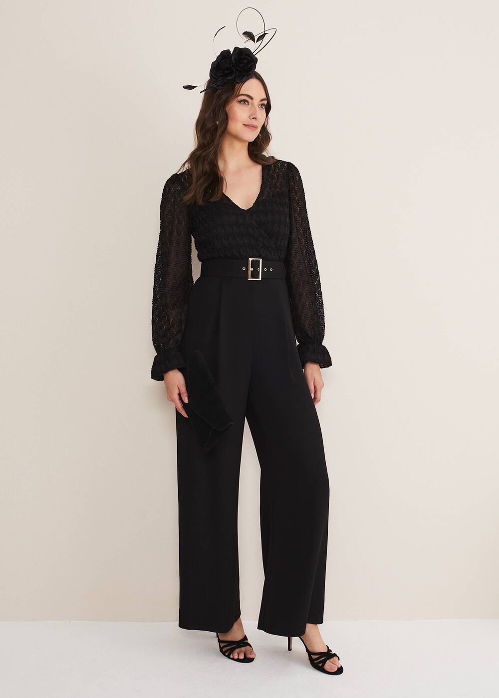 Carly Lace Long Sleeve Jumpsuit - Black